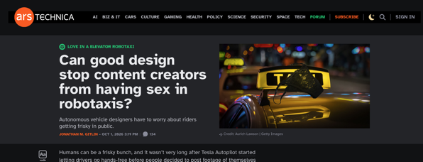 Can good design stop content creators from having sex in robotaxis?